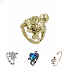Neueste Hahn Titan Schildkröte Fingerring Design, Kristall Stein Schildkröte Gold Ring